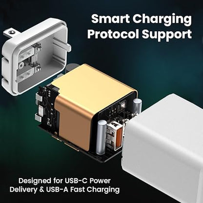 3USB Ports Gan 20W Foldable Charger 2 Pack