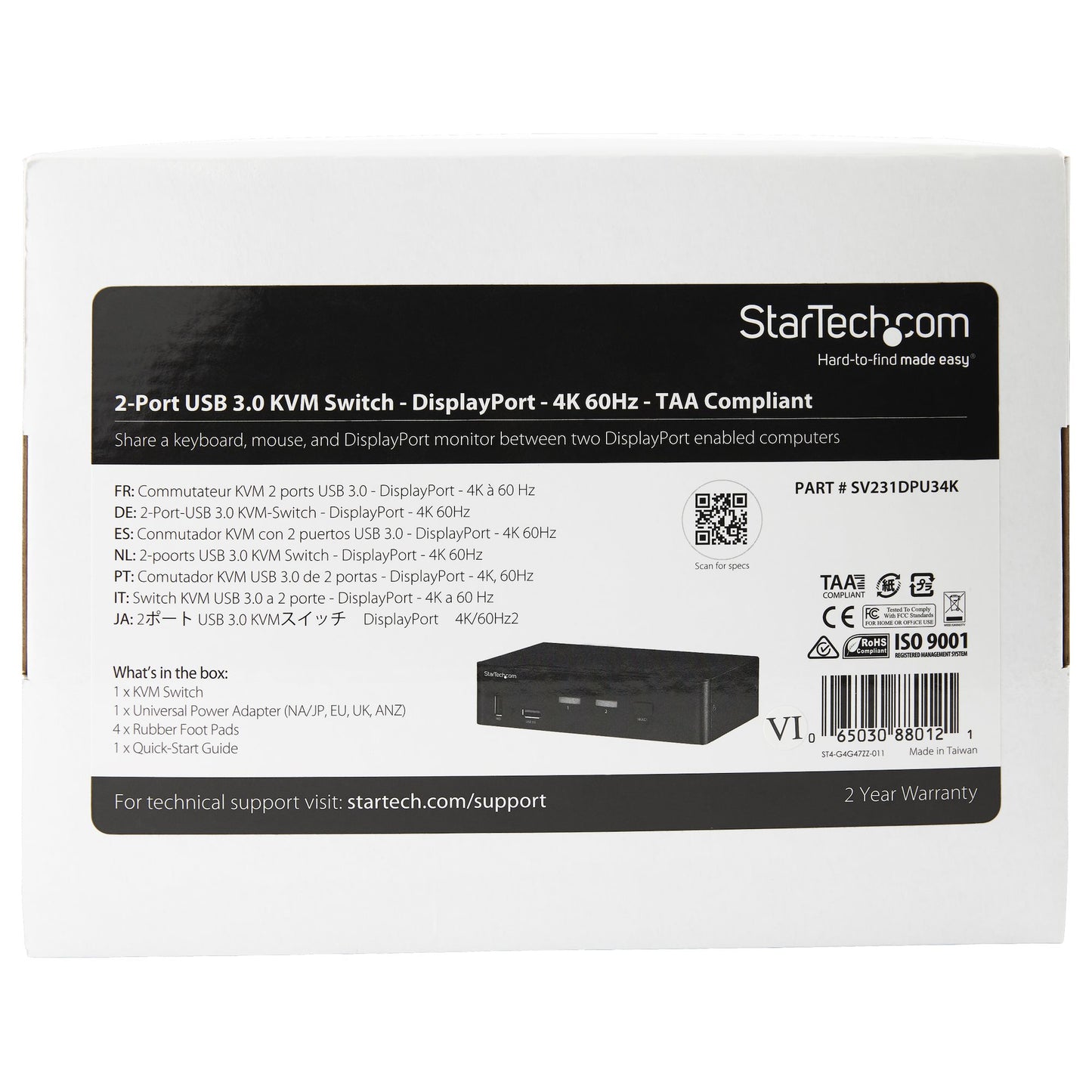 StarTech.com SV231DPU34K KVM switch Black