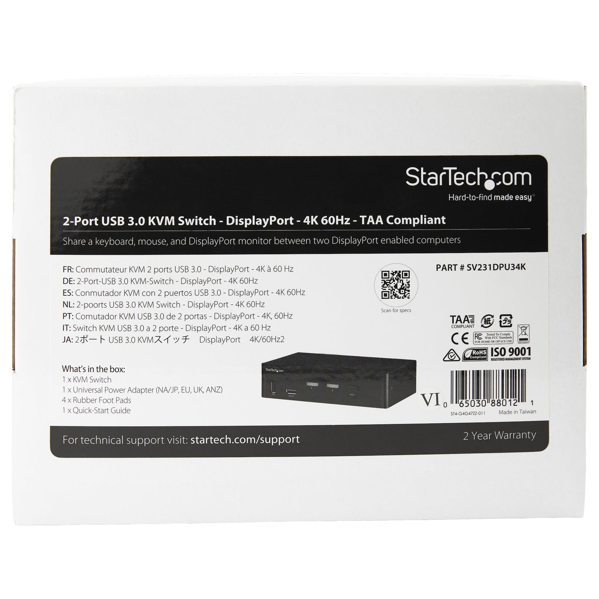 StarTech.com SV231DPU34K KVM switch Black