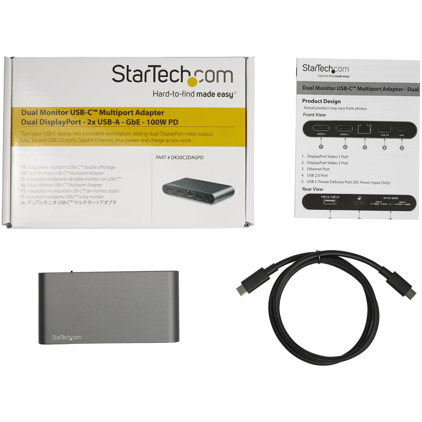 StarTech.com DK30C2DAGPD laptop dock/port replicator Wired USB 3.2 Gen 1 (3.1 Gen 1) Type-C Black