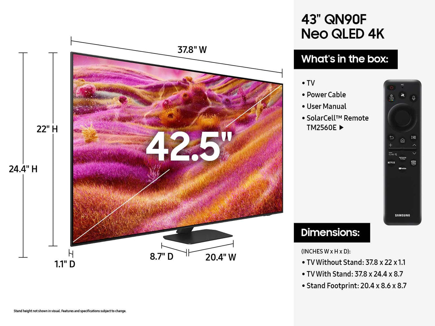Samsung QN90F QN43QN90FAF 43" 4K Ultra HD Smart TV Wi-Fi Black