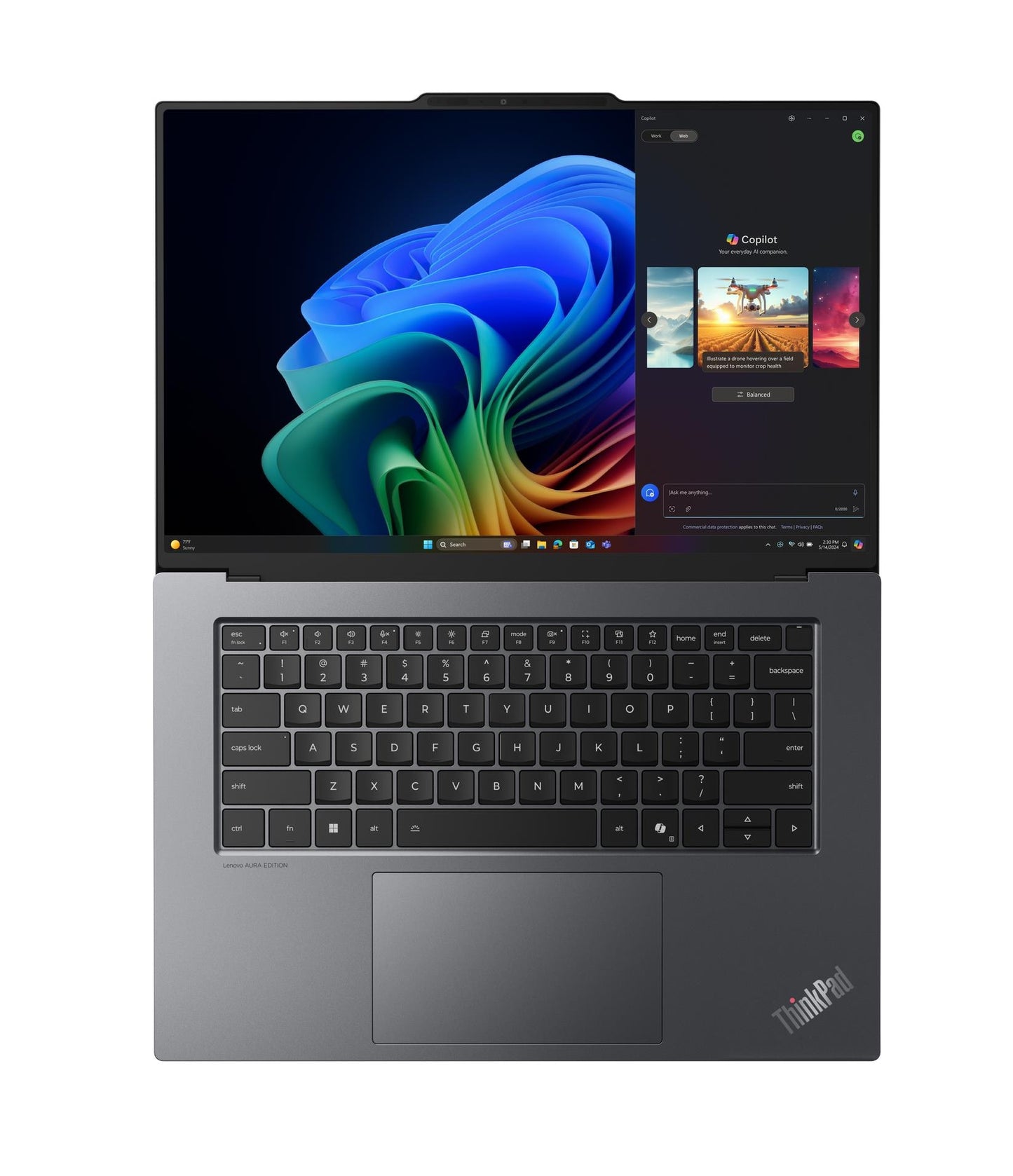 Lenovo ThinkPad X9-15 Gen 1 Aura Edition Copilot+ PC Intel Core Ultra 5 226V Laptop 15.3" 2.8K 16 GB LPDDR5x-SDRAM 512 GB SSD Wi-Fi 7 (802.11be) Windows 11 Pro English Gray