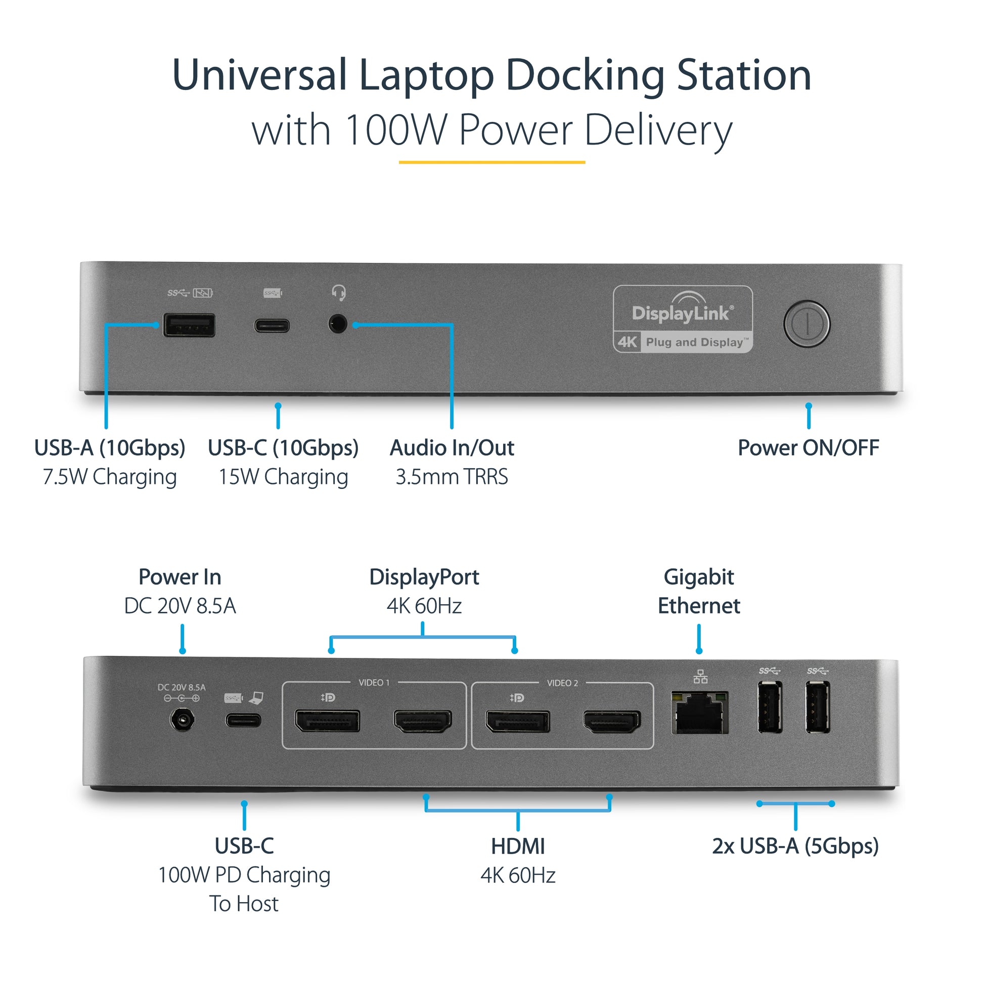 StarTech.com DK30C2DPEP laptop dock/port replicator Wired USB 3.2 Gen 1 (3.1 Gen 1) Type-C Black, Gray