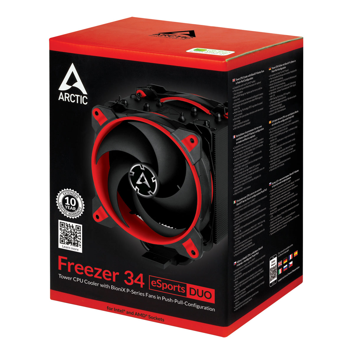 ARCTIC Freezer 34 eSports DUO Processor Cooler 4.72" (12 cm) Black, Red