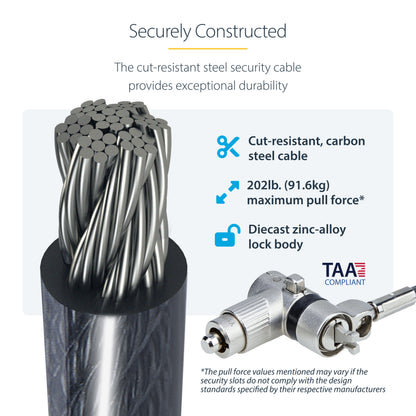 StarTech.com UNIVCS25-LAPTOP-LOCK cable lock Black, Silver 78.7" (2 m)