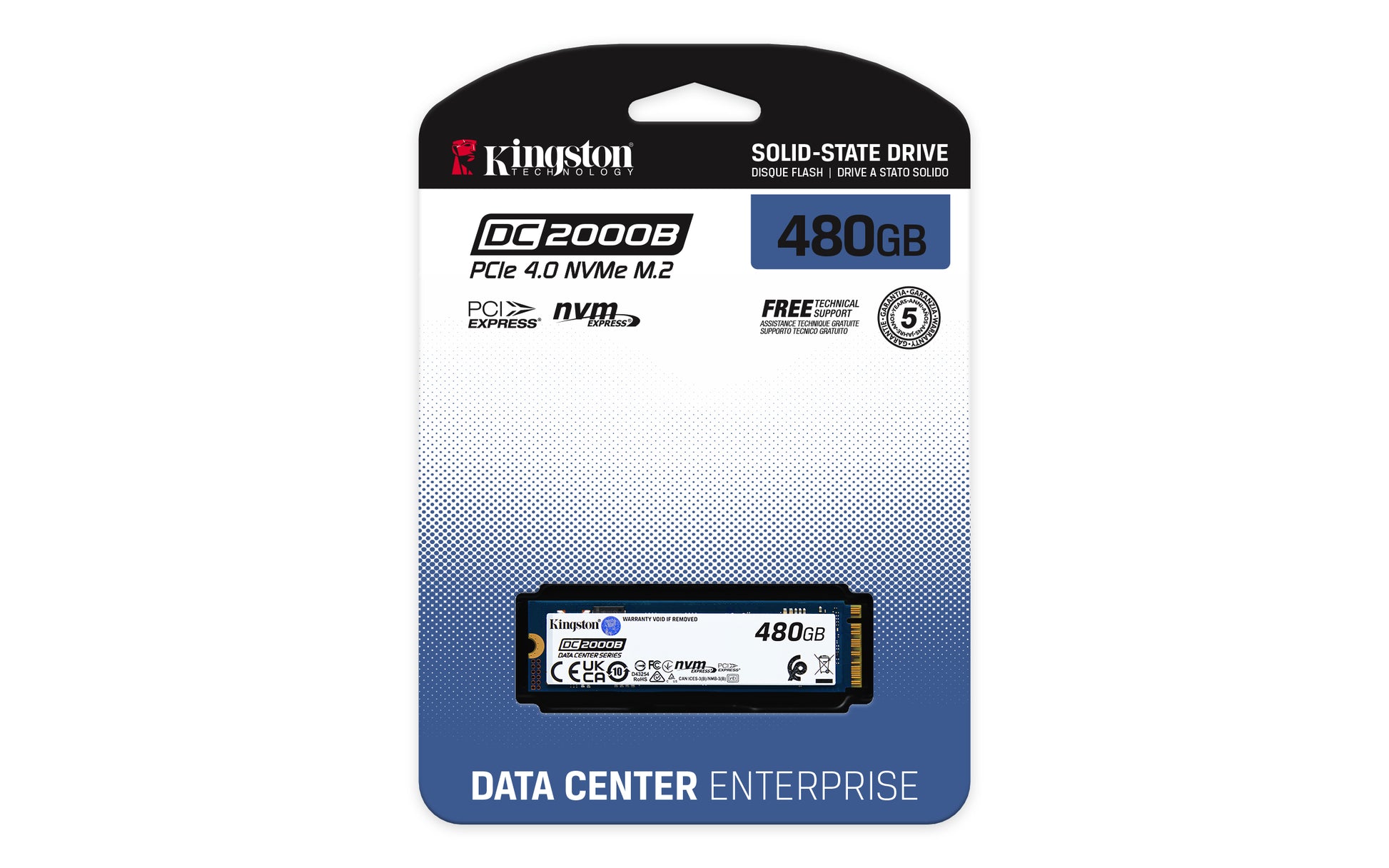 Kingston Technology DC2000B 480 GB M.2 PCI Express 4.0 NVMe 3D TLC