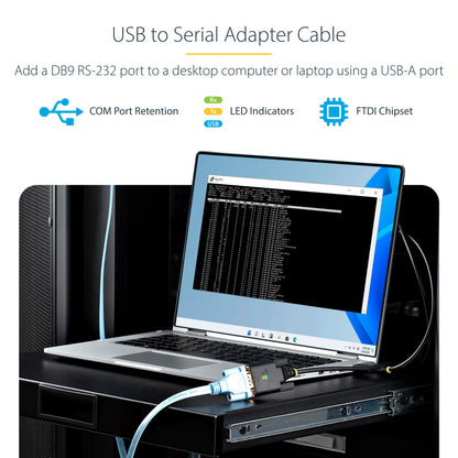 StarTech.com 1P3FFCB-USB-SERIAL serial cable Black 39.4" (1 m) USB Type-A RS-232