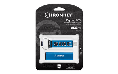 Kingston Technology IronKey Keypad 200 USB flash drive 256 GB USB Type-A 3.2 Gen 1 (3.1 Gen 1) Blue