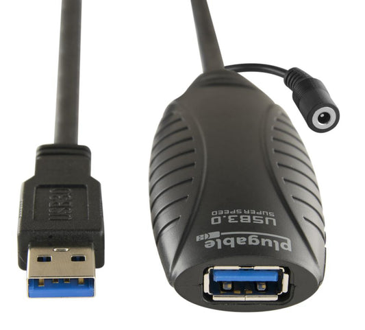 Plugable Technologies USB3-10M-D USB cable USB 3.2 Gen 1 (3.1 Gen 1) 393.7" (10 m) USB A Black