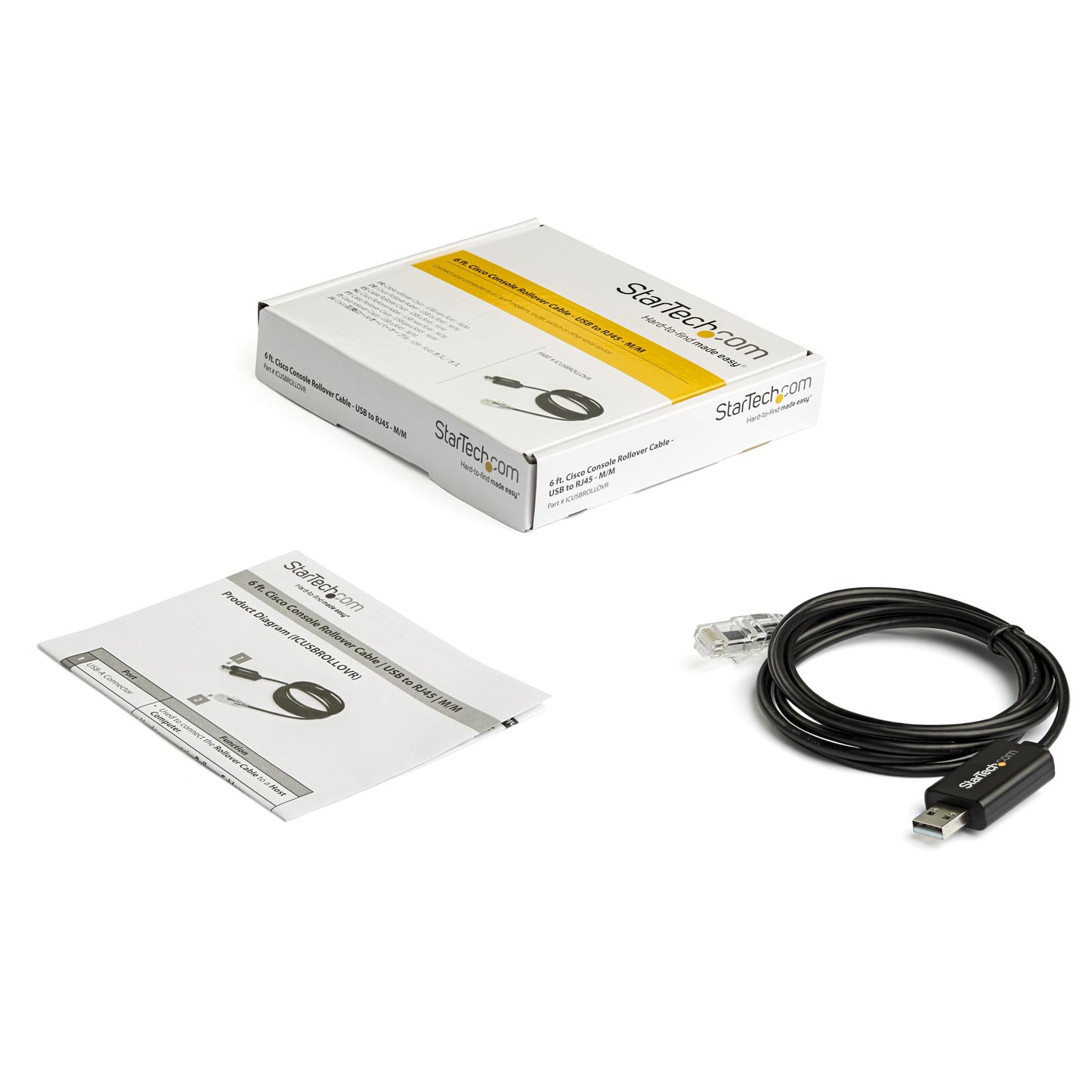 StarTech.com ICUSBROLLOVR cable gender changer RJ-45 USB 2.0 Type-A Black