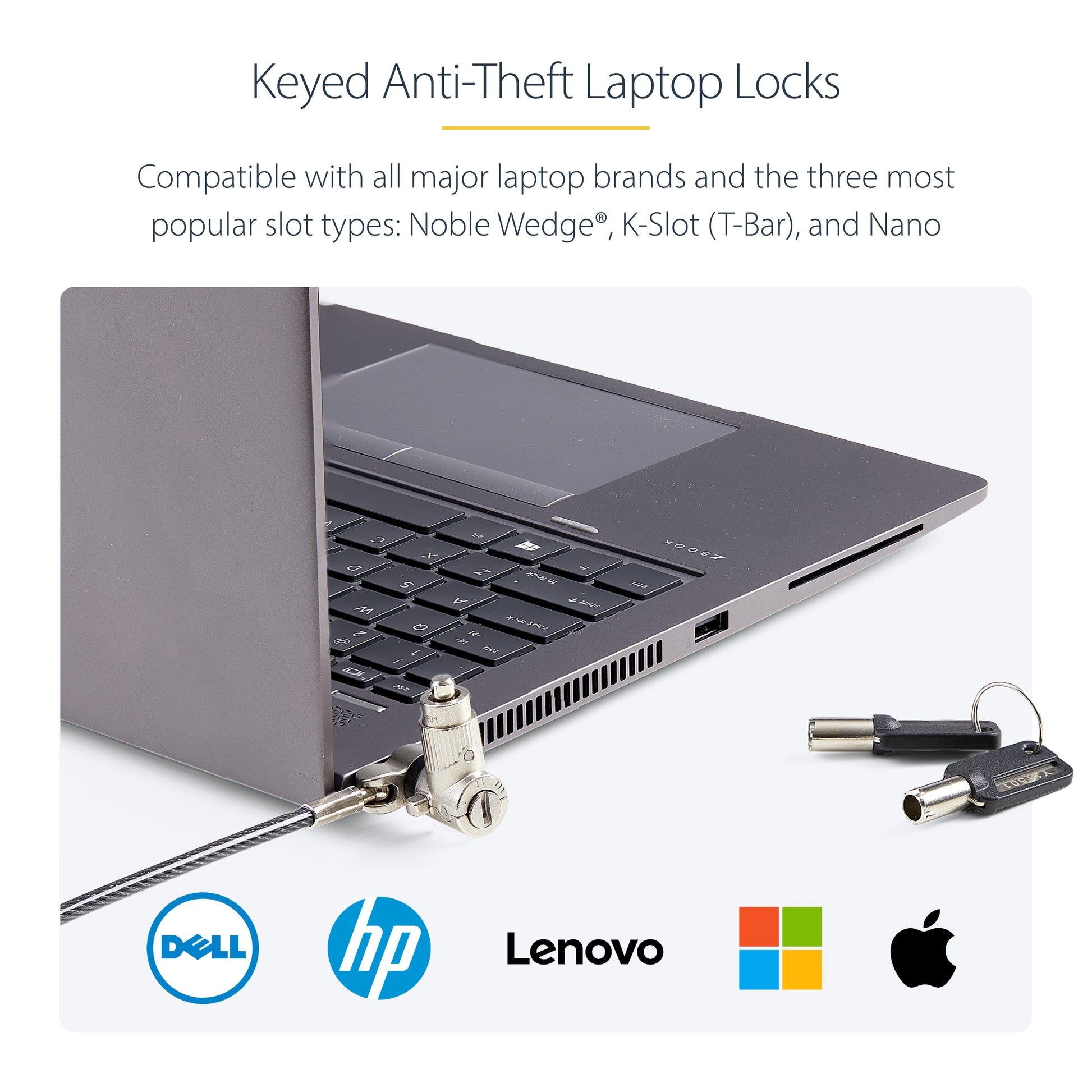 StarTech.com UNIVKA25-LAPTOP-LOCK cable lock Black 78.7" (2 m)