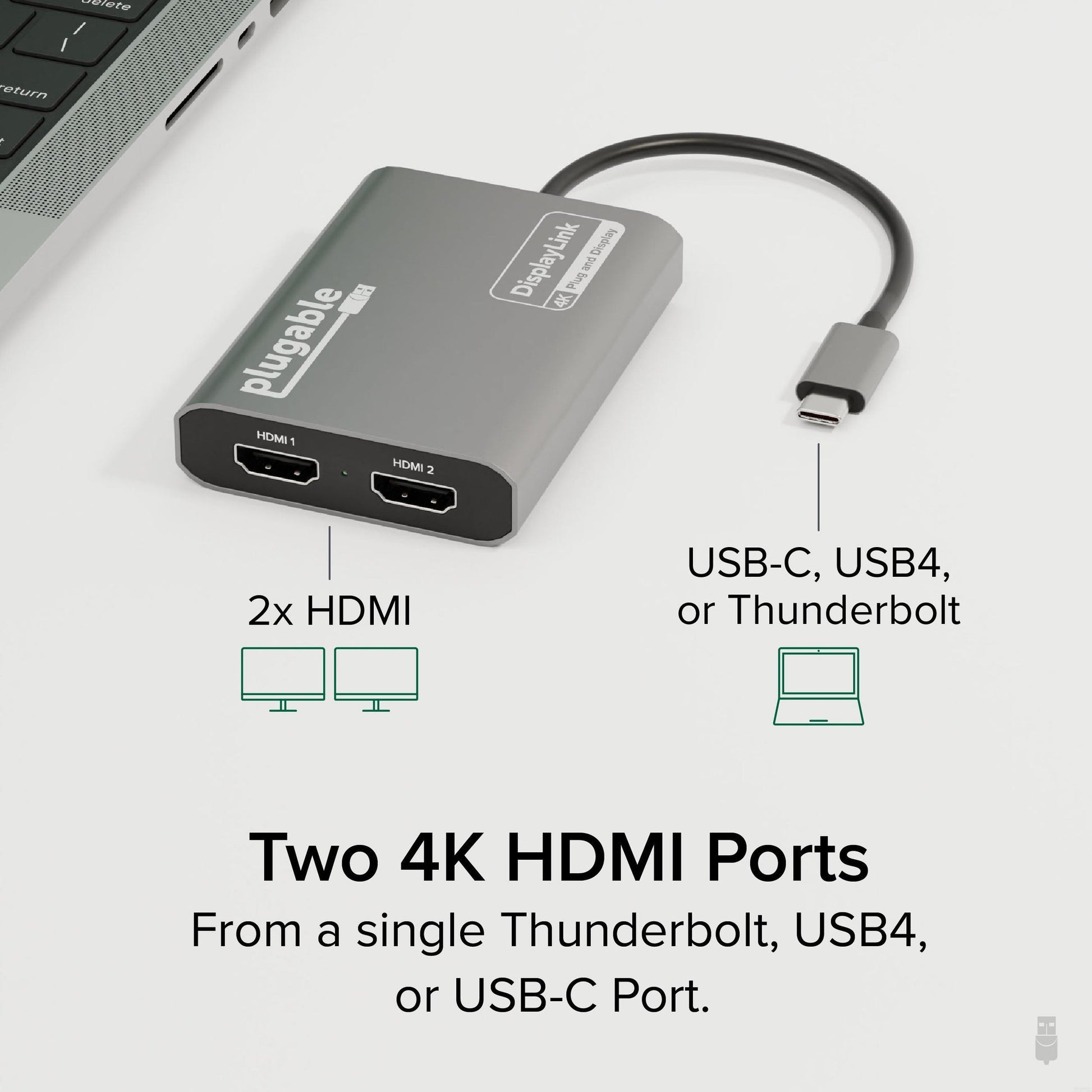 Plugable Technologies USBC-6950M USB graphics adapter 3840 x 2160 pixels Silver