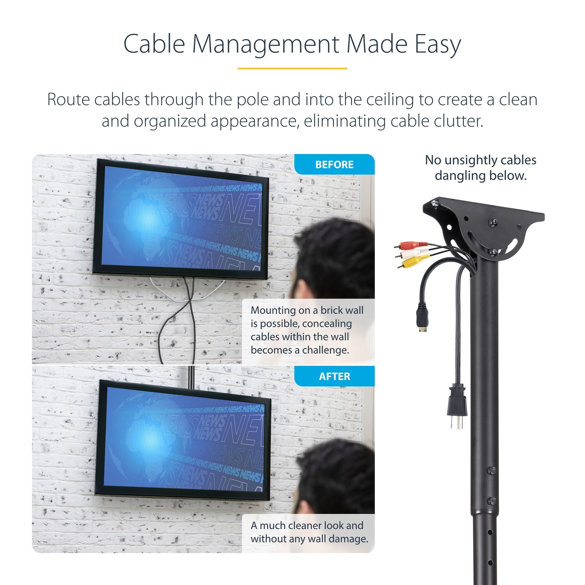 StarTech.com FPCEILPTBSP signage display mount 75" Black