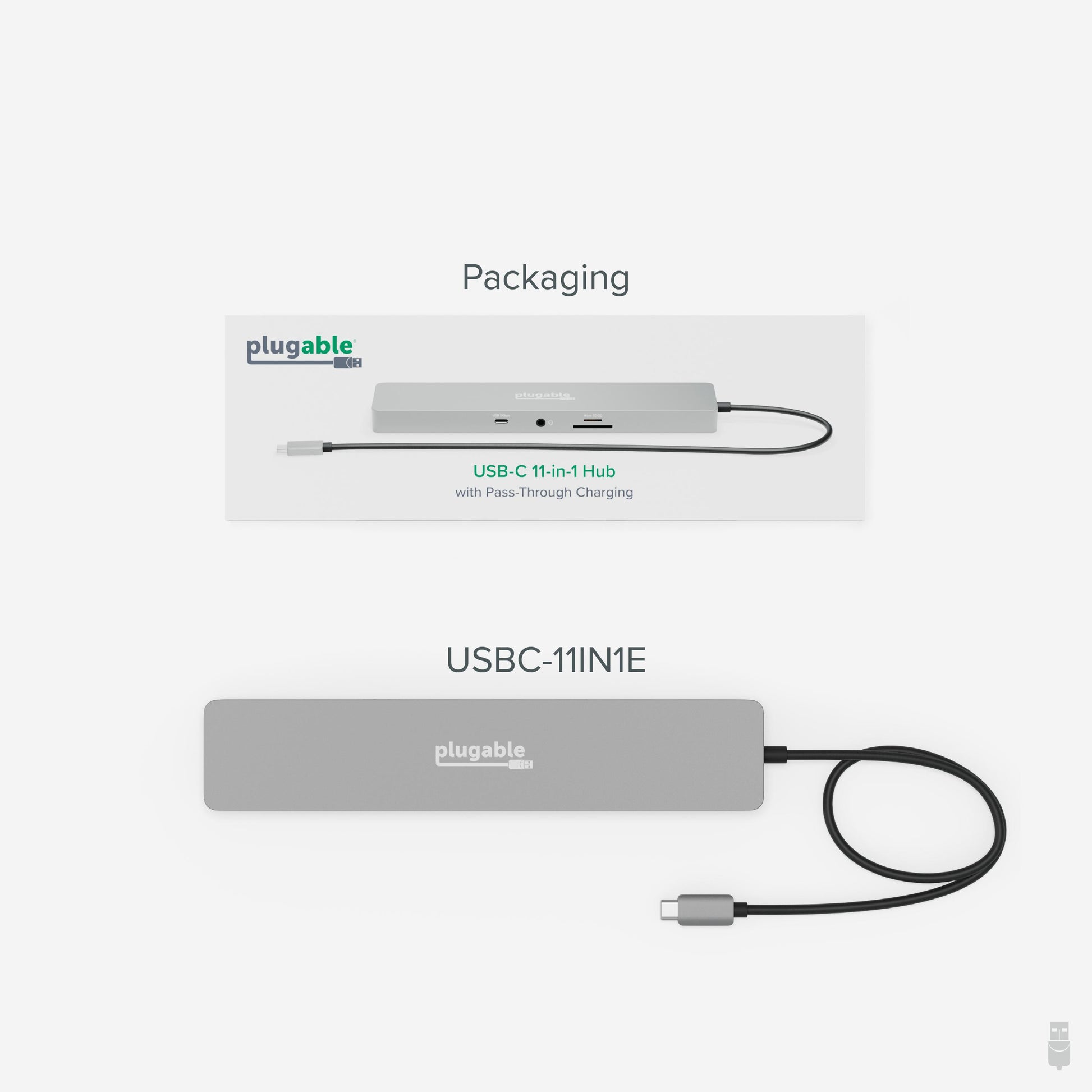 Plugable Technologies USBC-11IN1E laptop dock/port replicator Wired USB 3.2 Gen 1 (3.1 Gen 1) Type-C Silver