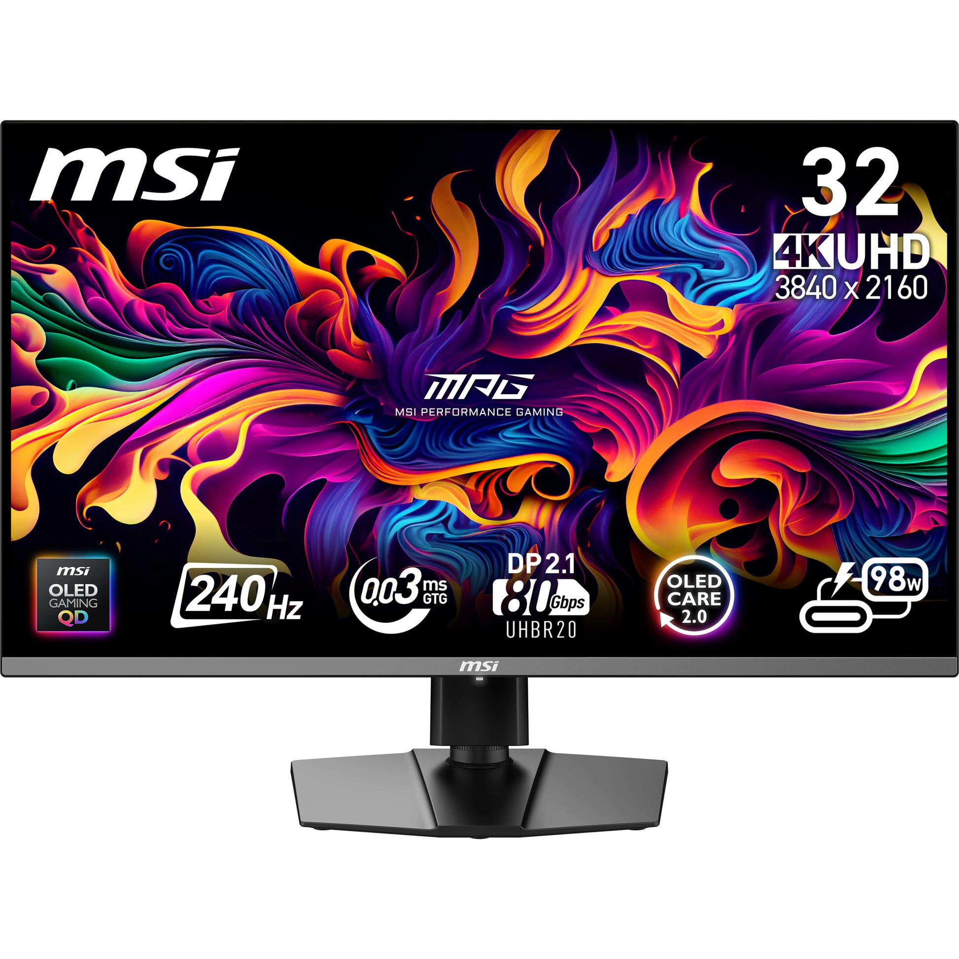 MSI MPG 322URX QD-OLED computer monitor 31.5" 3840 x 2160 pixels 4K Ultra HD Black