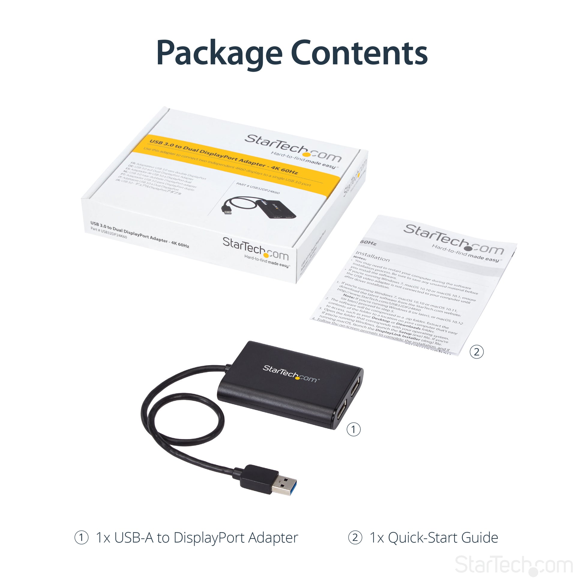 StarTech.com USB32DP24K60 USB graphics adapter 4096 x 2160 pixels Black