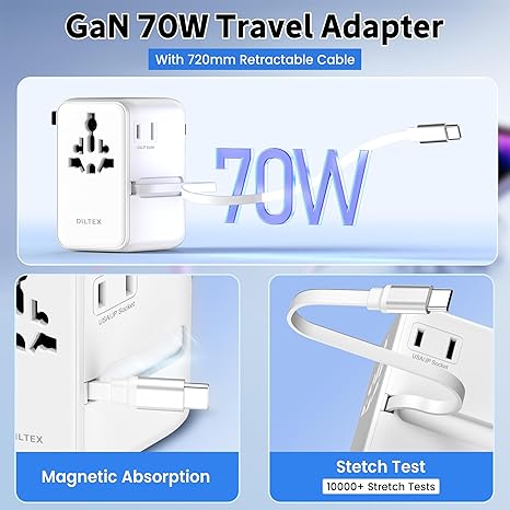 70W Charger with USB-C & USB-A Multiple Ports
