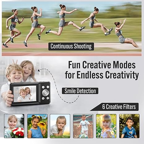 4K Dual Screen Digital Camera 48MP with 18X Zoom, 32 GB SD Card
