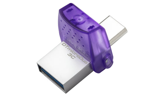 Kingston Technology DataTraveler microDuo 3C USB flash drive 64 GB USB Type-A / USB Type-C 3.2 Gen 1 (3.1 Gen 1) Purple, Stainless steel
