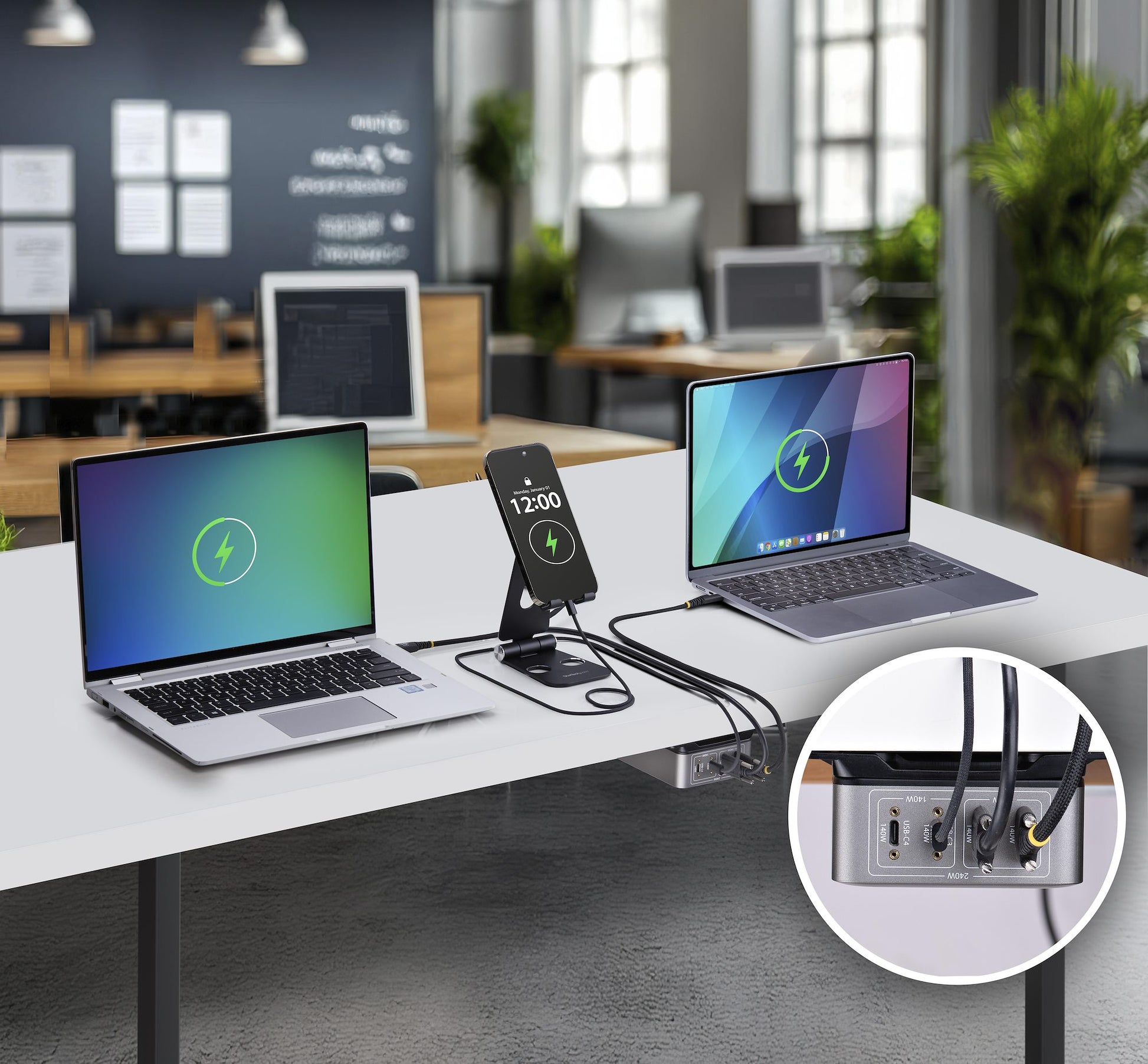 StarTech.com 424D3N-USB-C-CHARGER mobile device charger Universal Silver AC Fast charging Indoor