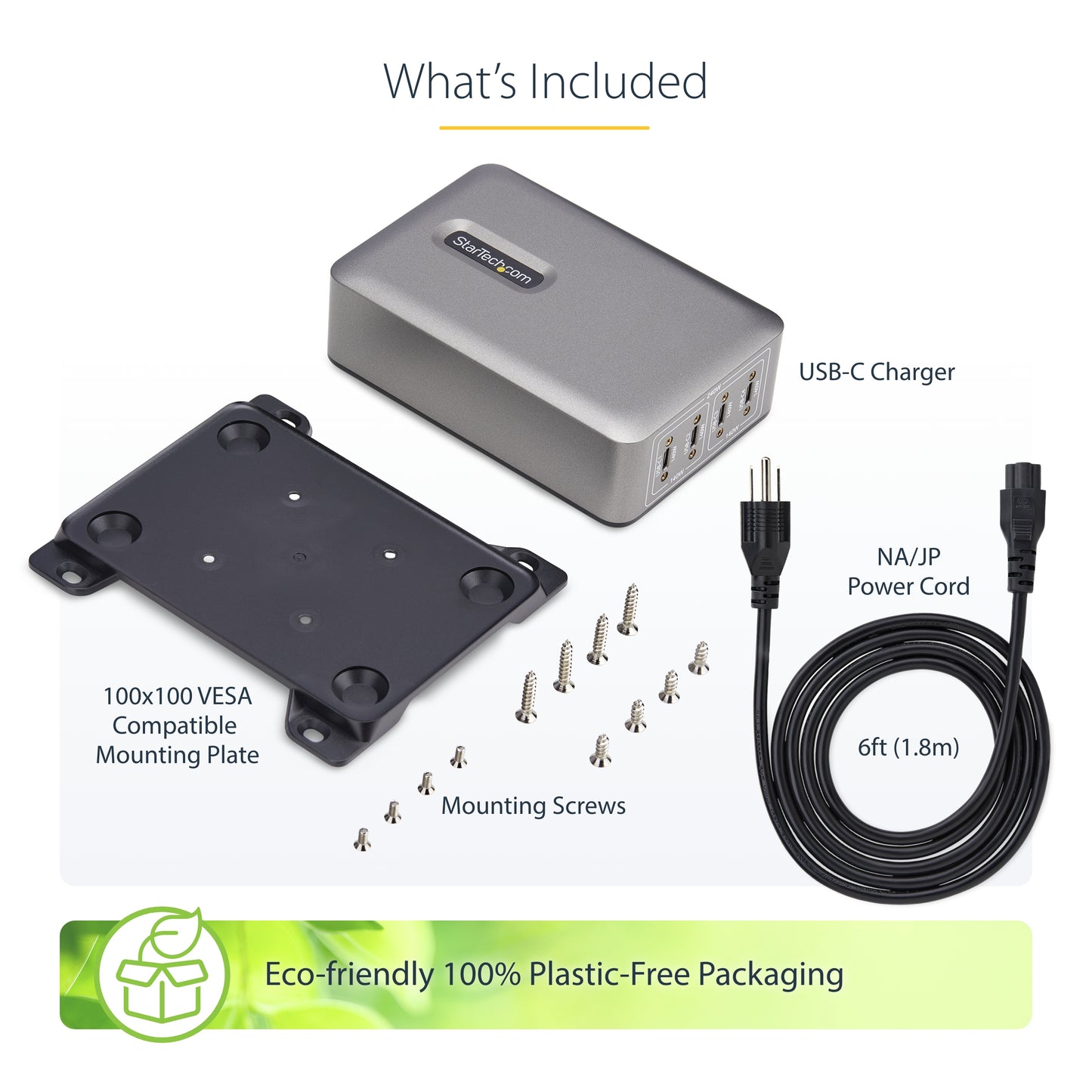 StarTech.com 424DNA-USB-C-CHARGER mobile device charger Universal Gray AC Fast charging Indoor