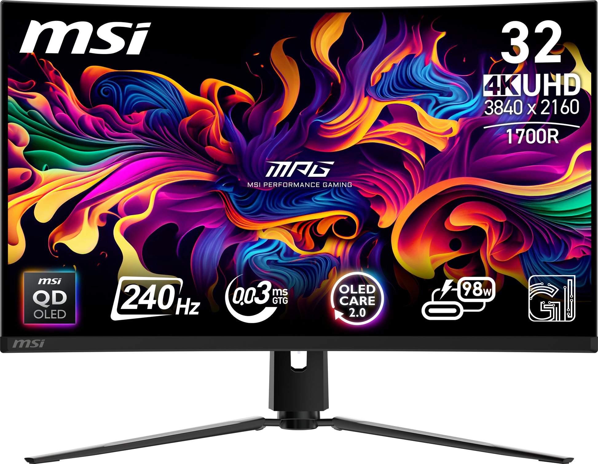 MSI MPG 321CURX QD-OLED computer monitor 31.5" 3840 x 2160 pixels 4K Ultra HD Black