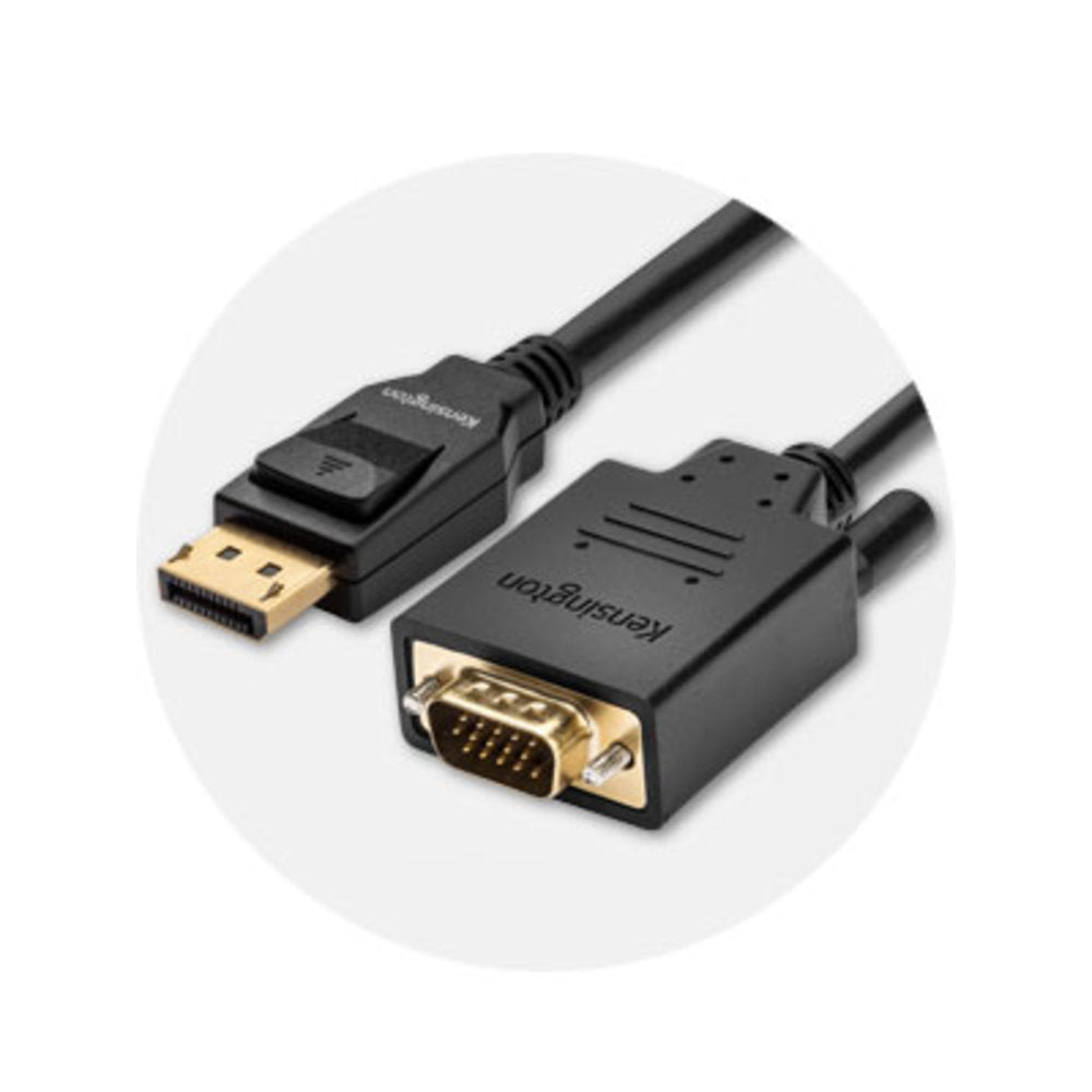Kensington DisplayPort 1.2 (M) to VGA (M) Passive Unidirectional Cable, 6ft