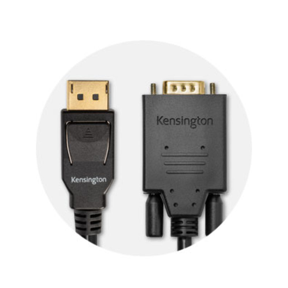 Kensington DisplayPort 1.2 (M) to VGA (M) Passive Unidirectional Cable, 6ft