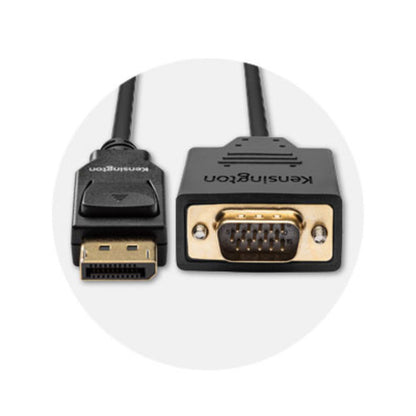 Kensington DisplayPort 1.2 (M) to VGA (M) Passive Unidirectional Cable, 6ft