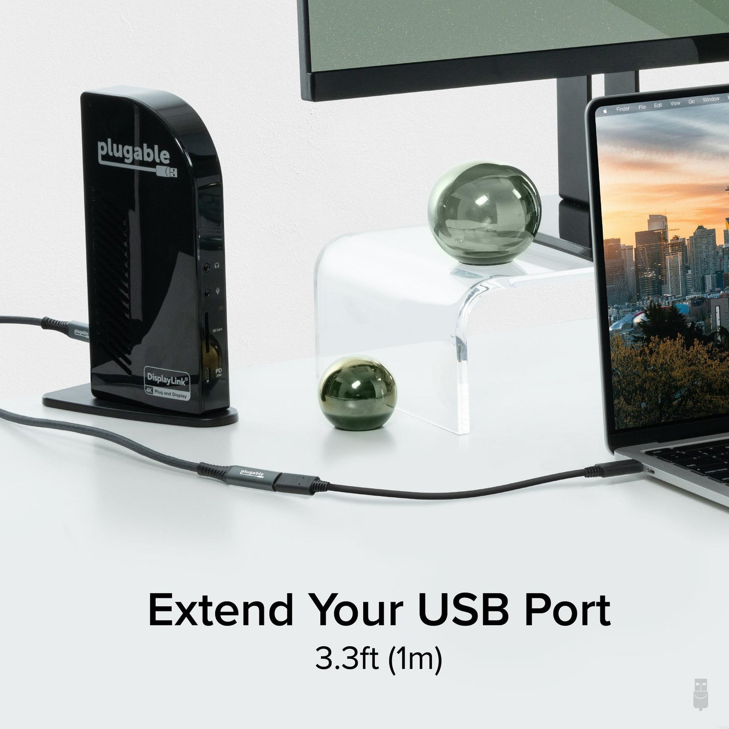 Plugable Technologies USBC-METER3-1MF USB cable USB 3.2 Gen 2 (3.1 Gen 2) 39.4" (1 m) Black