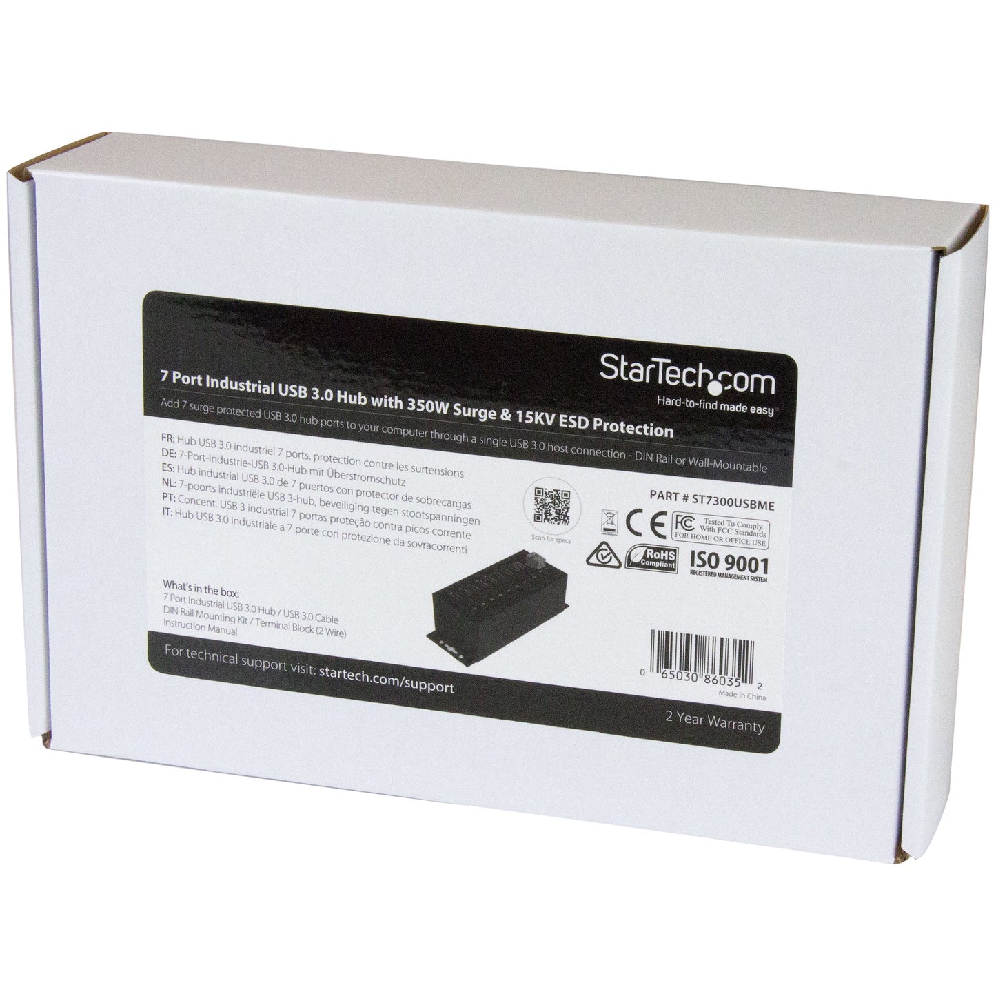 StarTech.com HB30A7AME interface hub USB 3.2 Gen 1 (3.1 Gen 1) Type-B 5000 Mbit/s Black