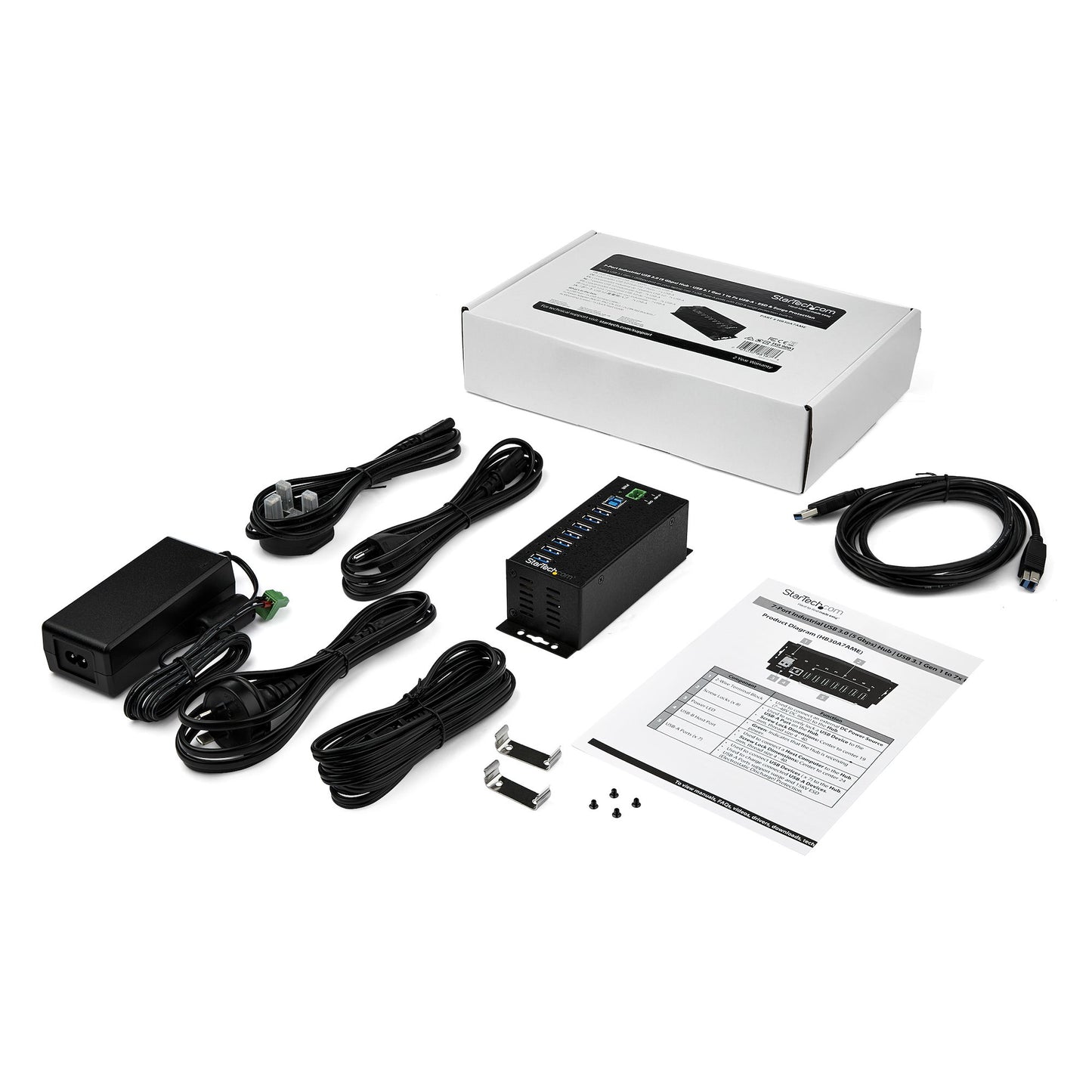 StarTech.com HB30A7AME interface hub USB 3.2 Gen 1 (3.1 Gen 1) Type-B 5000 Mbit/s Black