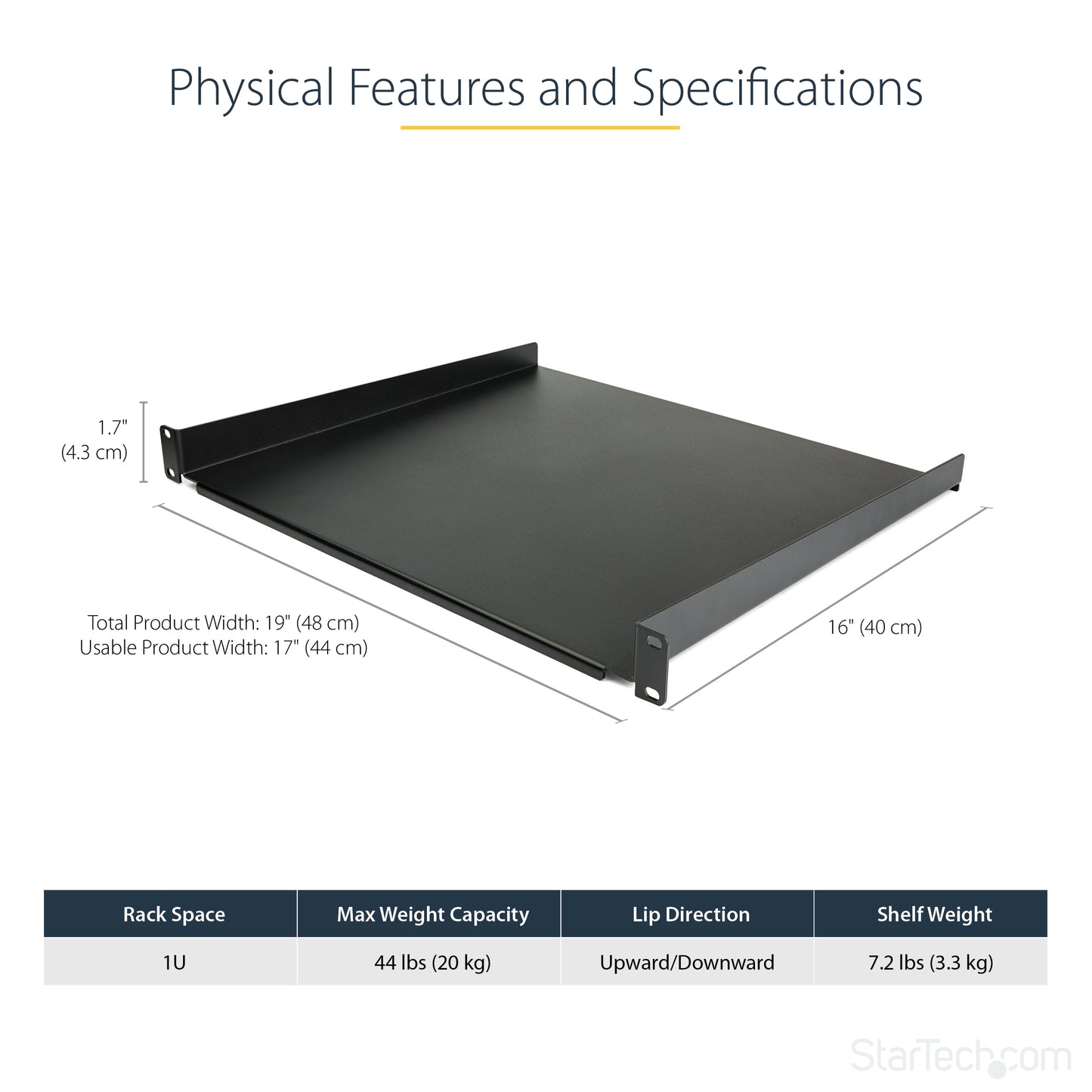 StarTech.com CABSHELF116 rack accessory Rack shelf