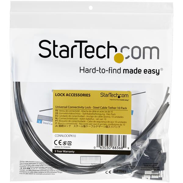 StarTech.com CONNLOCKPK10 cable organizer Floor Cable tether Black 10 pc(s)