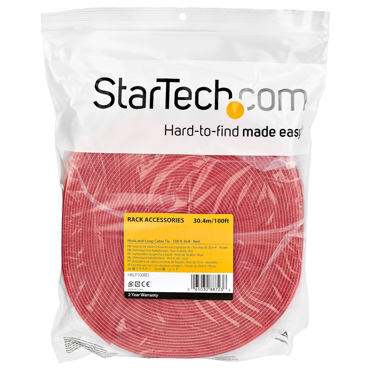 StarTech.com HKLP100RD cable tie Hook & loop cable tie Nylon Red 1 pc(s)