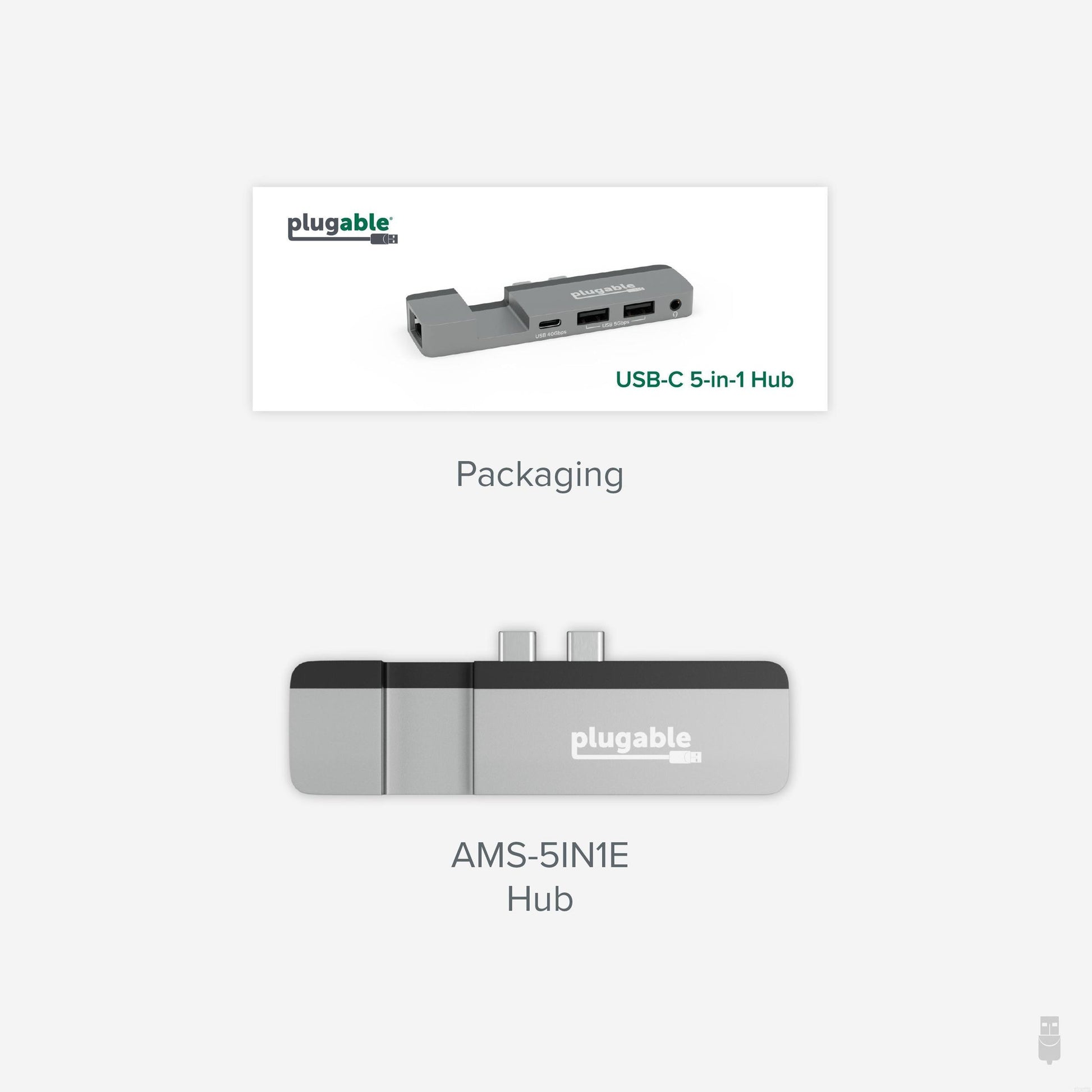 Plugable Technologies AMS-5IN1E laptop dock/port replicator Wired USB4 Silver