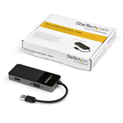 StarTech.com USB32HDVGA USB graphics adapter 3840 x 2160 pixels Black, Silver