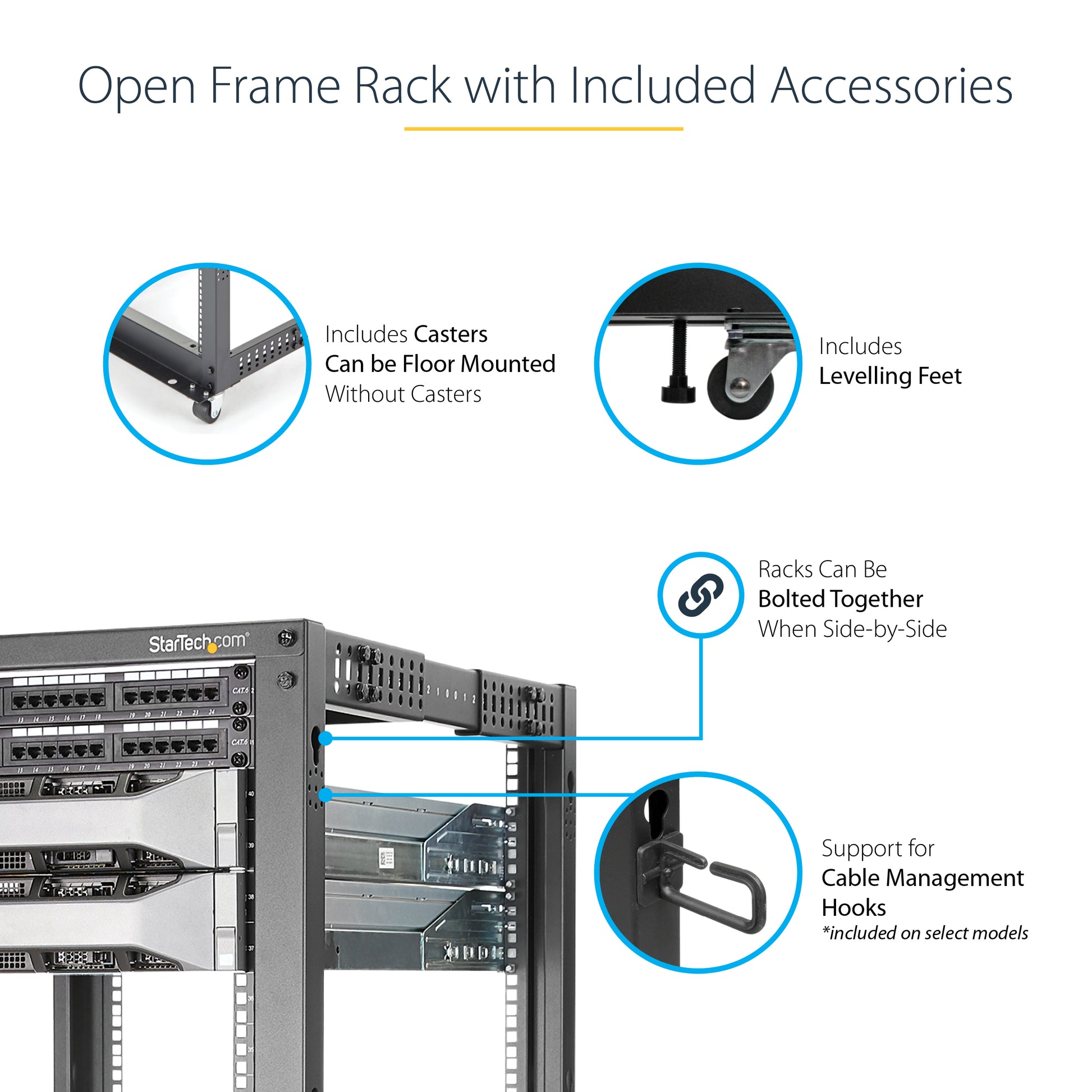 StarTech.com 4POSTRACK12U rack cabinet 12U Freestanding rack Black