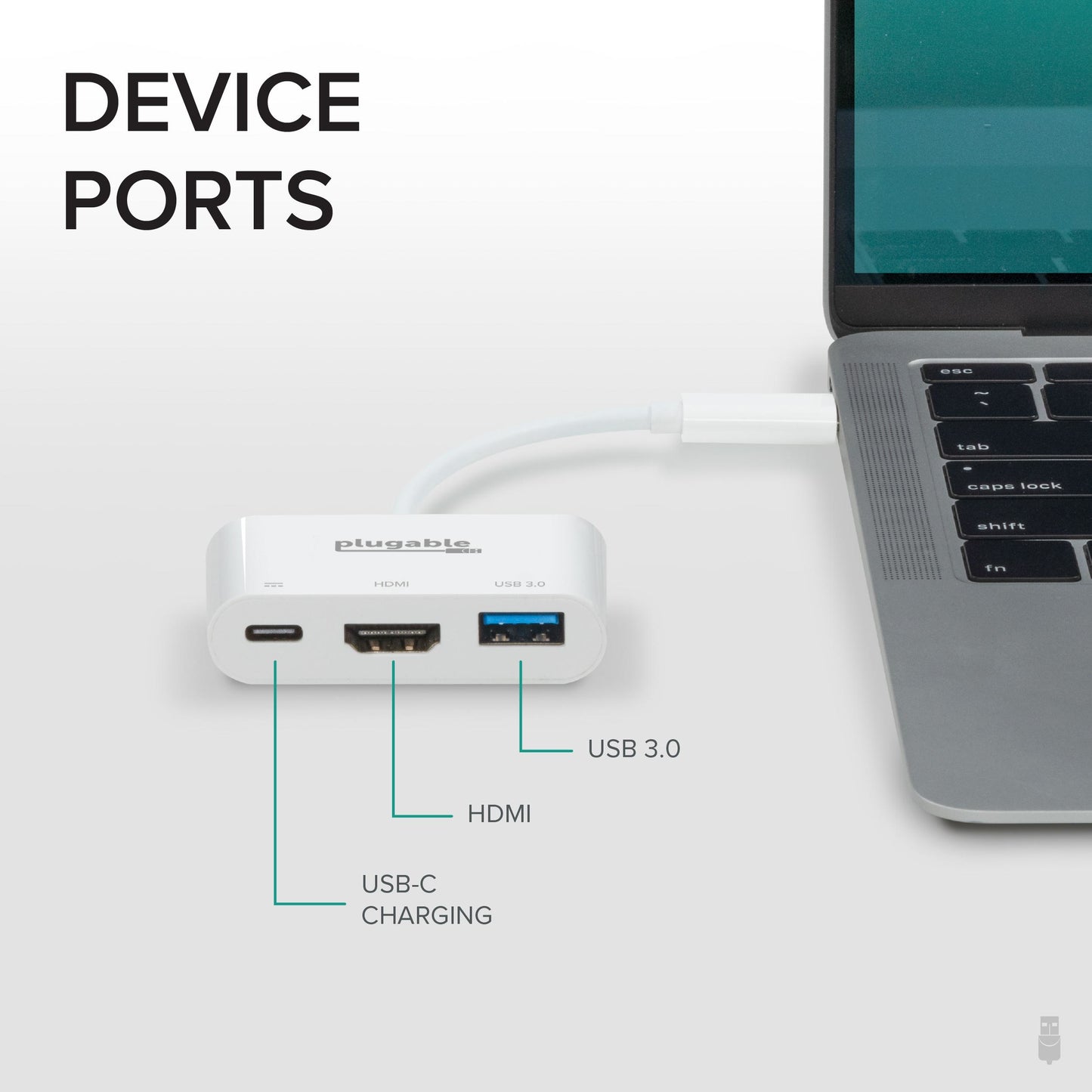Plugable Technologies USBC-MD103 laptop dock/port replicator Wired USB Type-C White