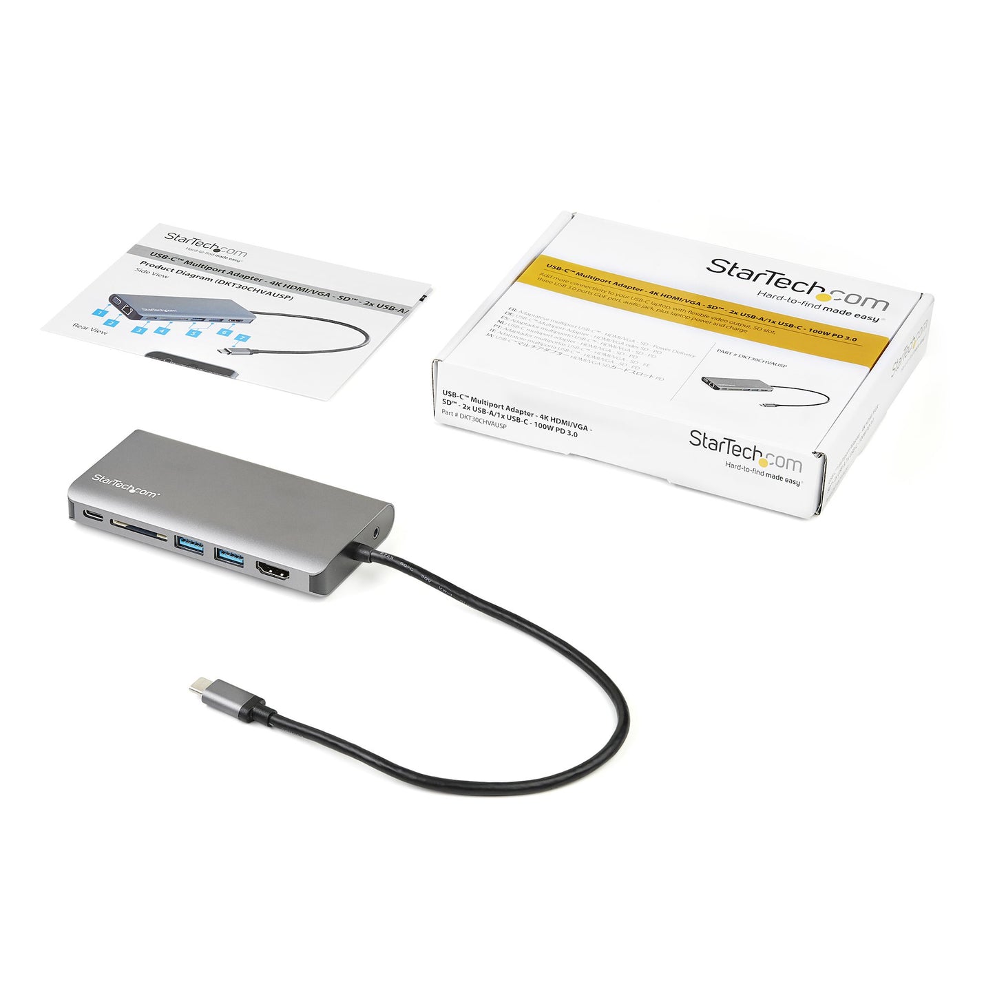 StarTech.com DKT30CHVAUSP laptop dock/port replicator Wired USB 3.2 Gen 1 (3.1 Gen 1) Type-C Black, Gray