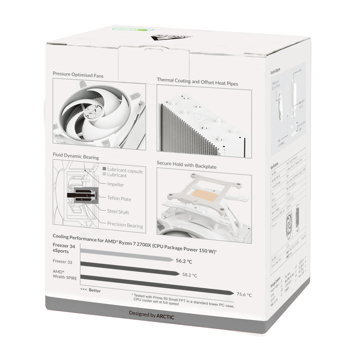 ARCTIC Freezer 34 eSports DUO - Tower CPU Cooler with BioniX P-Series Fans in Push-Pull-Configuration Processor 4.72" (12 cm) Gray, White 1 pc(s)