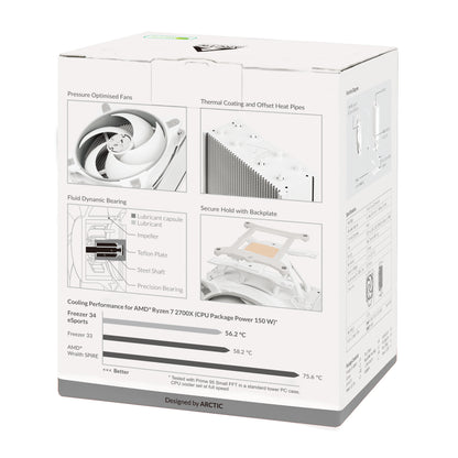 ARCTIC Freezer 34 eSports DUO - Tower CPU Cooler with BioniX P-Series Fans in Push-Pull-Configuration Processor 4.72" (12 cm) Gray, White 1 pc(s)