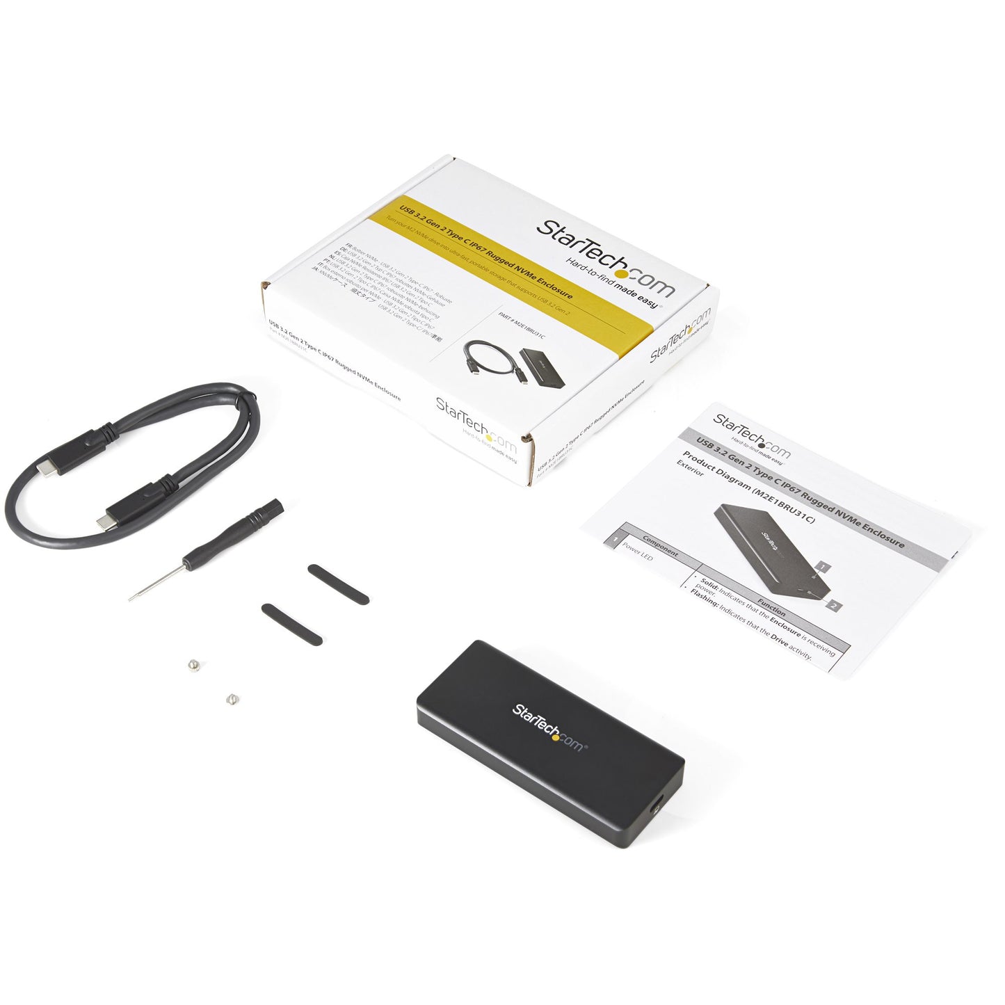 StarTech.com M2E1BRU31C storage drive enclosure SSD enclosure Black M.2