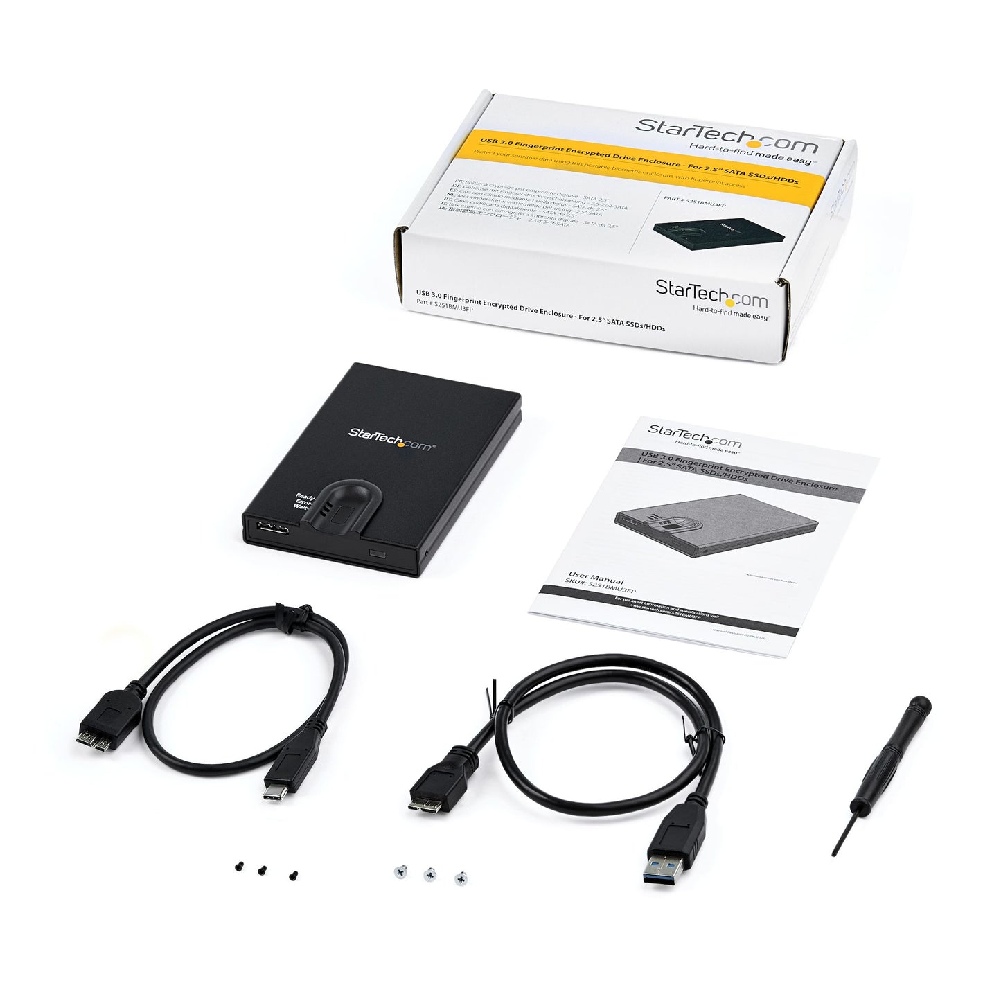 StarTech.com S251BMU3FP storage drive enclosure HDD/SSD enclosure Black 2.5"