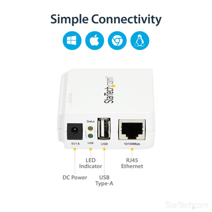 StarTech.com PM1115UW print server Ethernet LAN/Wireless LAN White