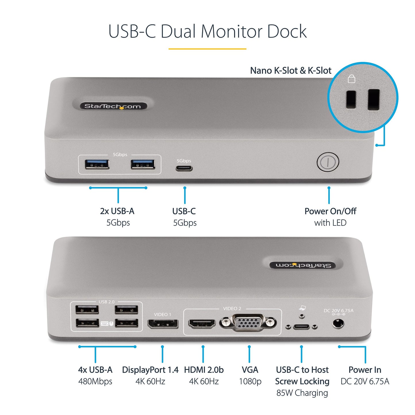 StarTech.com 101N-USBC-DOCK laptop dock/port replicator Wired USB 3.2 Gen 1 (3.1 Gen 1) Type-C Gray
