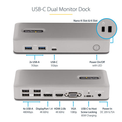 StarTech.com 101N-USBC-DOCK laptop dock/port replicator Wired USB 3.2 Gen 1 (3.1 Gen 1) Type-C Gray