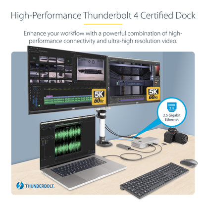 StarTech.com 132N-TB4USB4DOCK laptop dock/port replicator Wired Thunderbolt 4 Gray