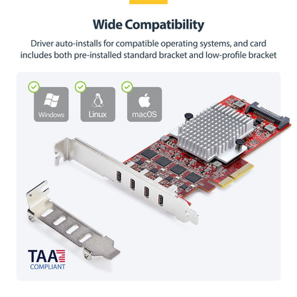 StarTech.com P10Q4C-USB-CARD-LP interface cards/adapter Internal USB 3.2 Gen 2 (3.1 Gen 2)