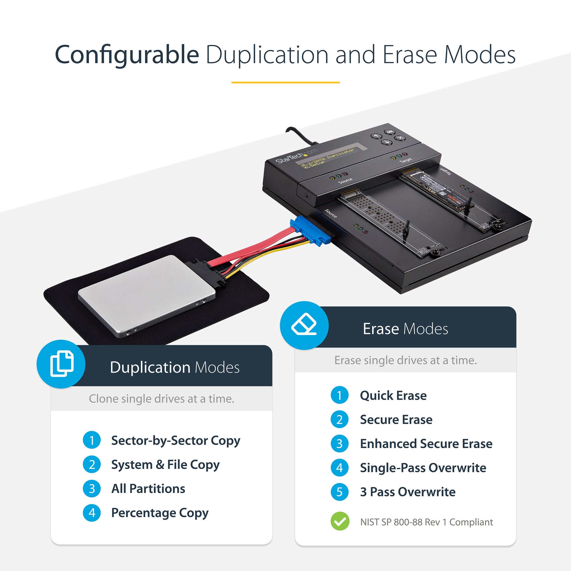 StarTech.com SM2DUPE11 media duplicator HDD/SSD duplicator Black 1 copies